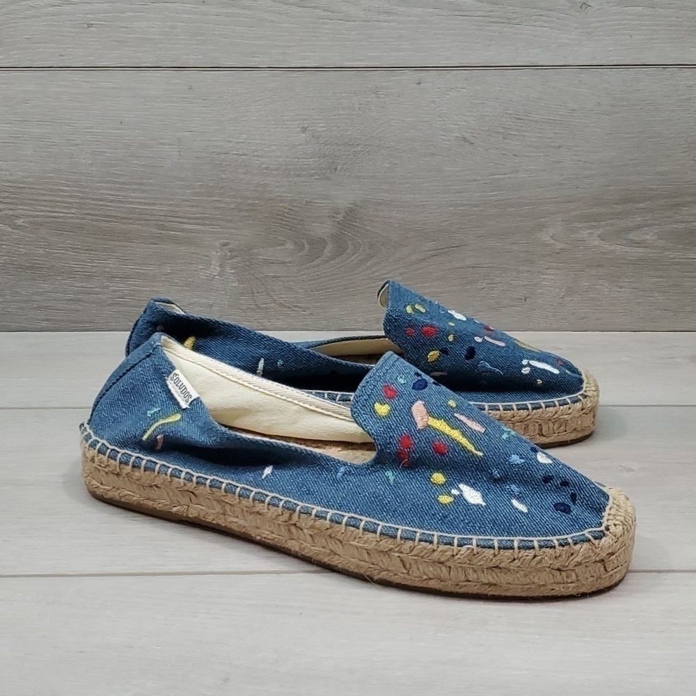 NEW Anthropologie Soludos Espadrille Platform Loafers Slip on shoes sz 9